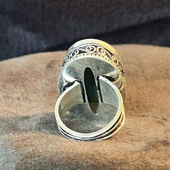 Artisan Crafted Malachite Ring In 925 Sterling Silver Size 8 - Picture 6 of 10